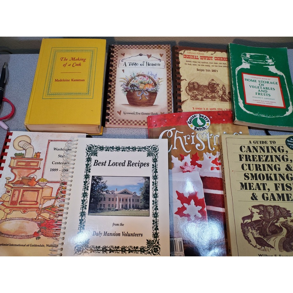Vintage Cookbook Lot Gooseberry Patch Cowboy Canning Making of a Cook 8 Books